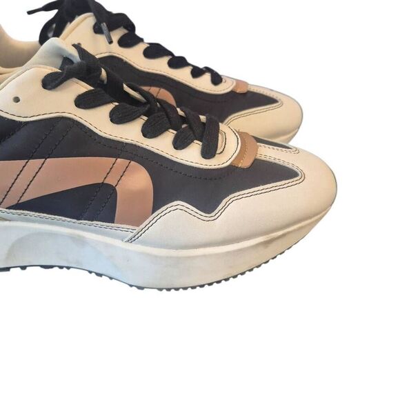 Steve Madden Women's White/Tan/Black Faux Leather Julez Platform Tea Sneakers - Picture 2 of 12